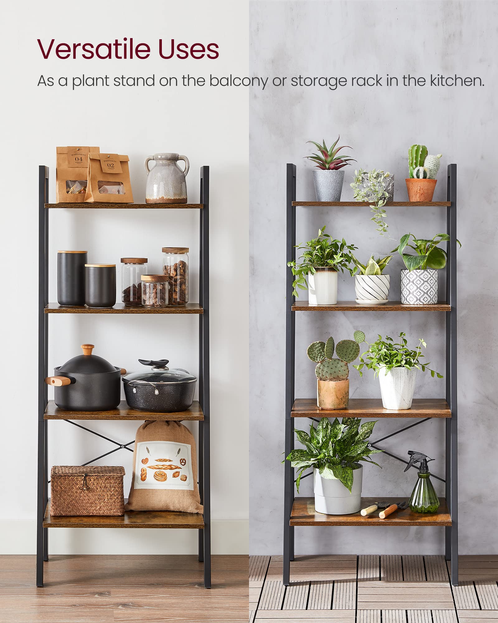 VASAGLE ladder shelf easy clean underneath for maintenance