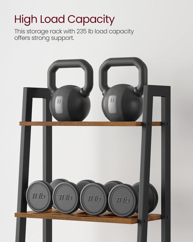 VASAGLE ladder shelf provides generous floor clearance for vacuuming