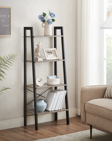 VASAGLE ladder shelf in Heather Greige complements neutral interiors with warm tone.