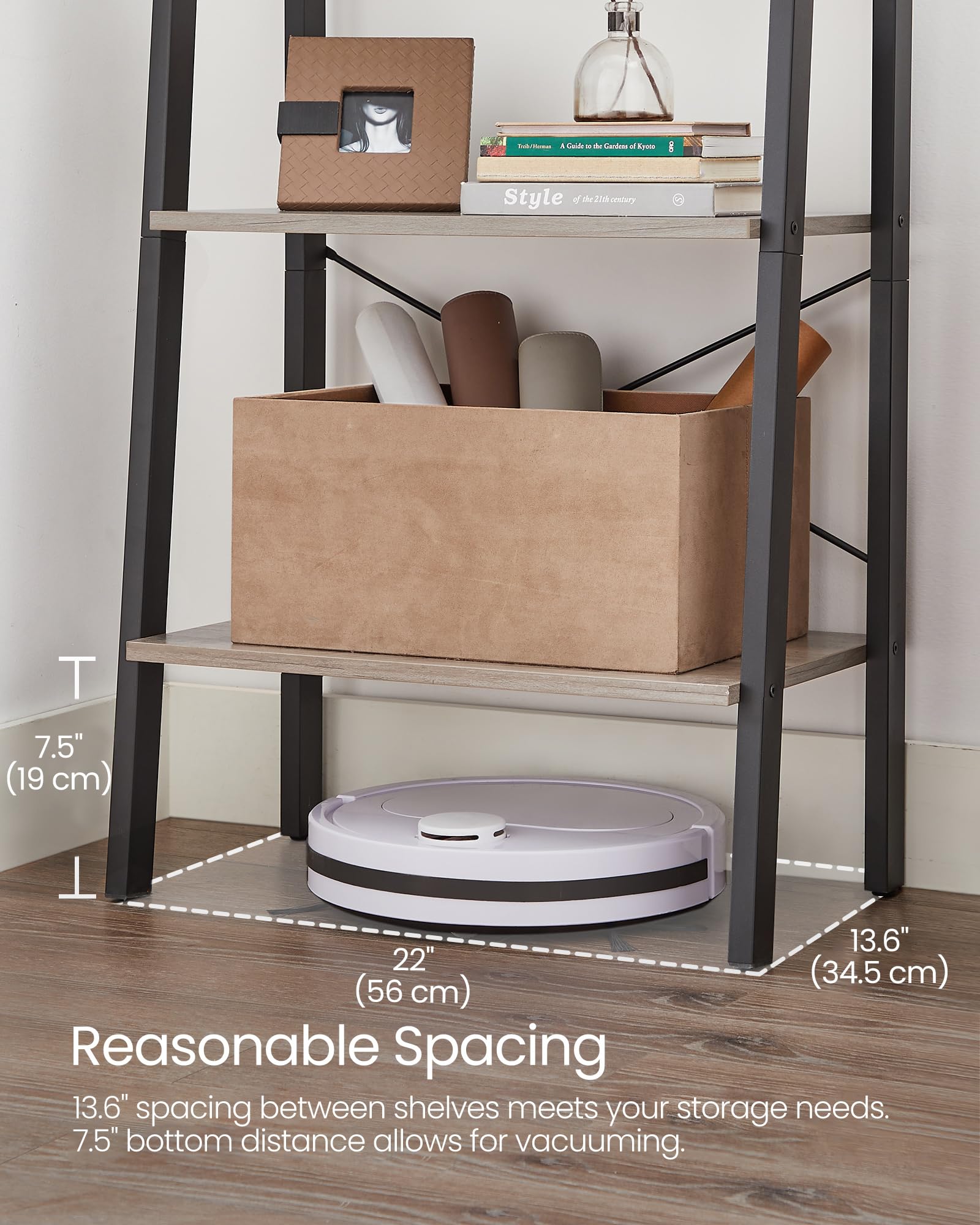 VASAGLE ladder shelf kitchen dishware keep counters clear and tidy.