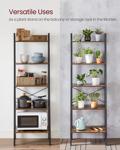 VASAGLE ladder shelf helps keep clutter organized in kitchen or living room