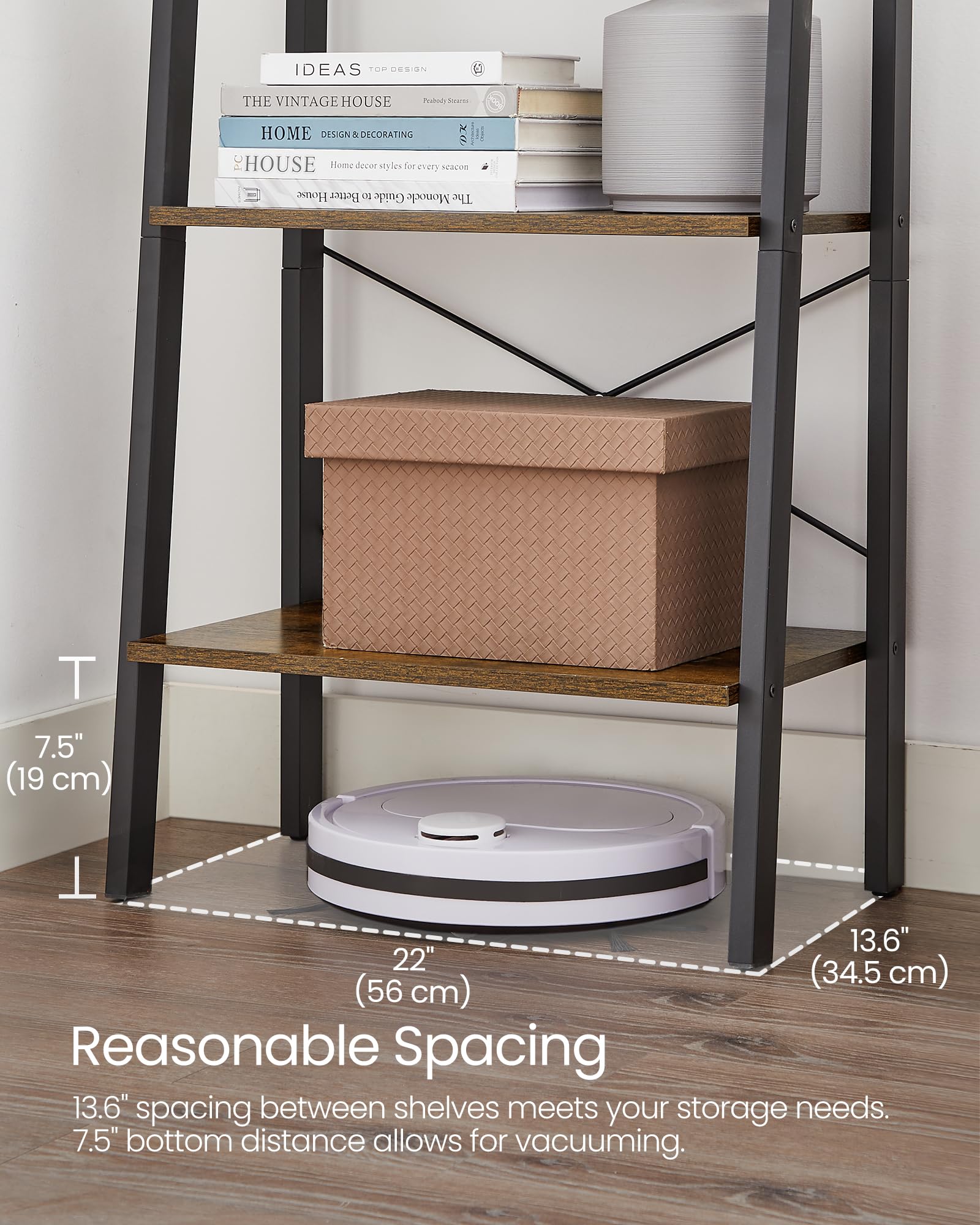 VASAGLE ladder shelf plants display on balcony with ample spacing