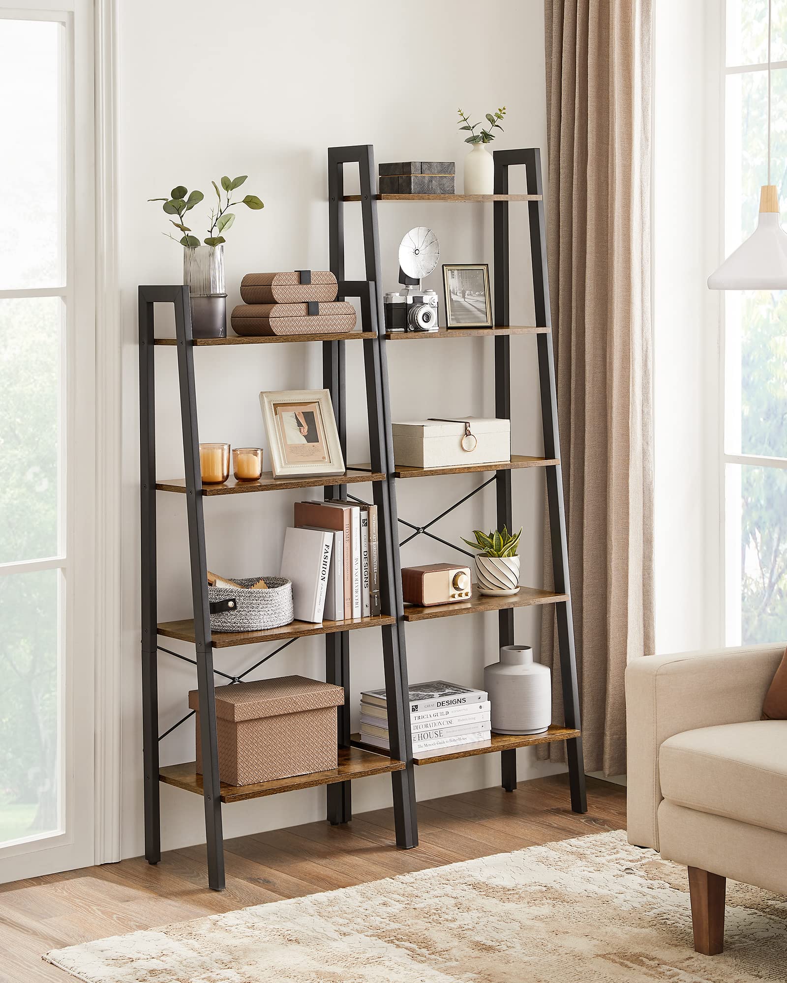VASAGLE rustic brown and ink black finish adds vintage charm