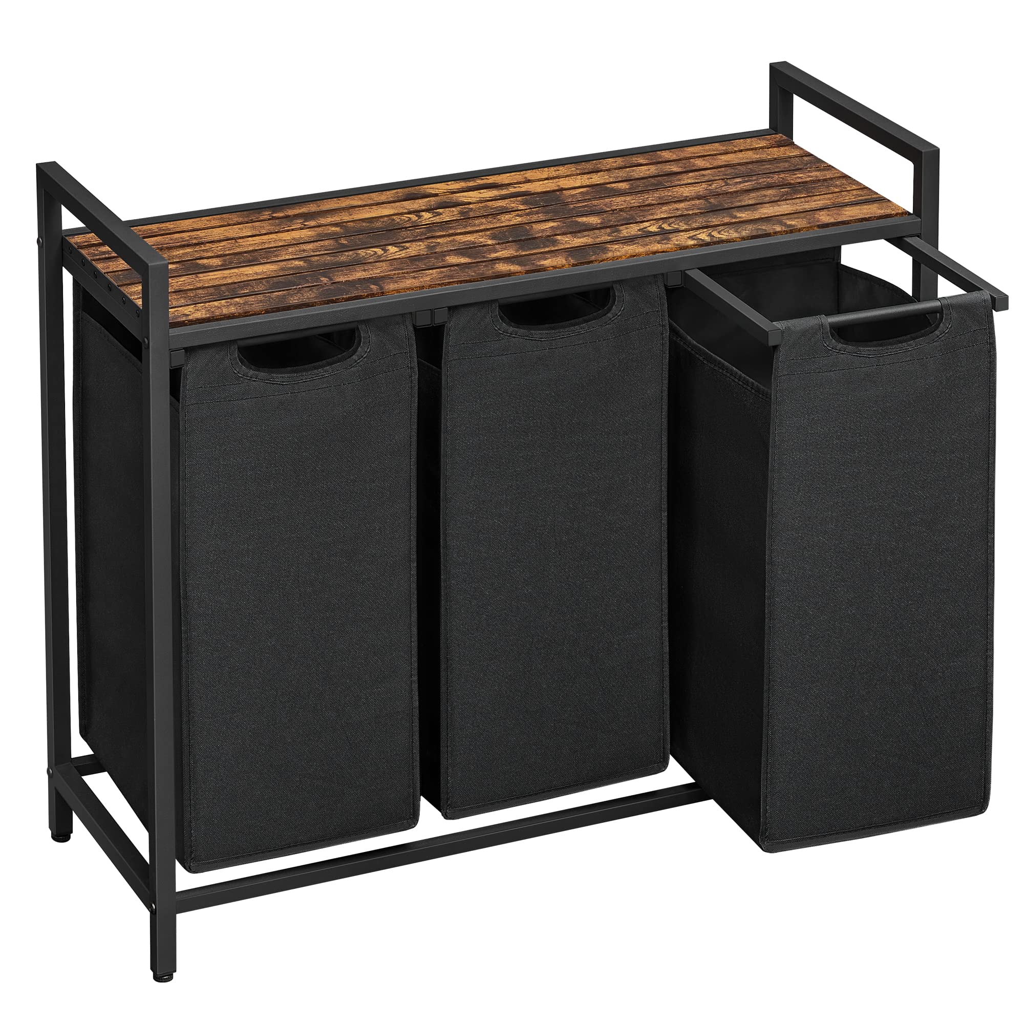 VASAGLE laundry hamper with three compartments for easy sorting.
