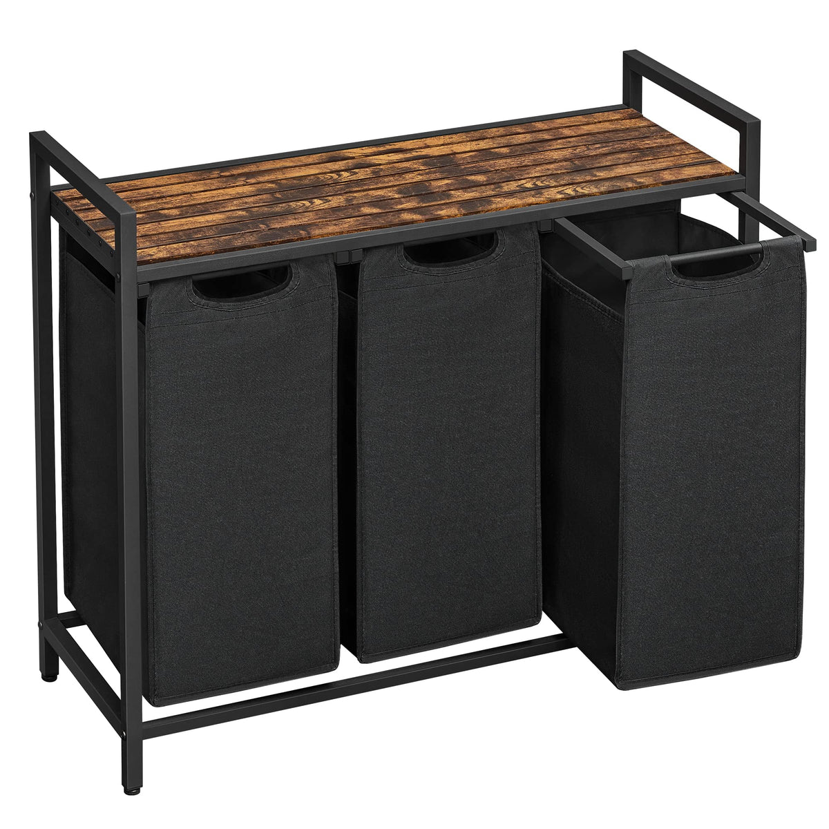 VASAGLE laundry hamper with three compartments for easy sorting.