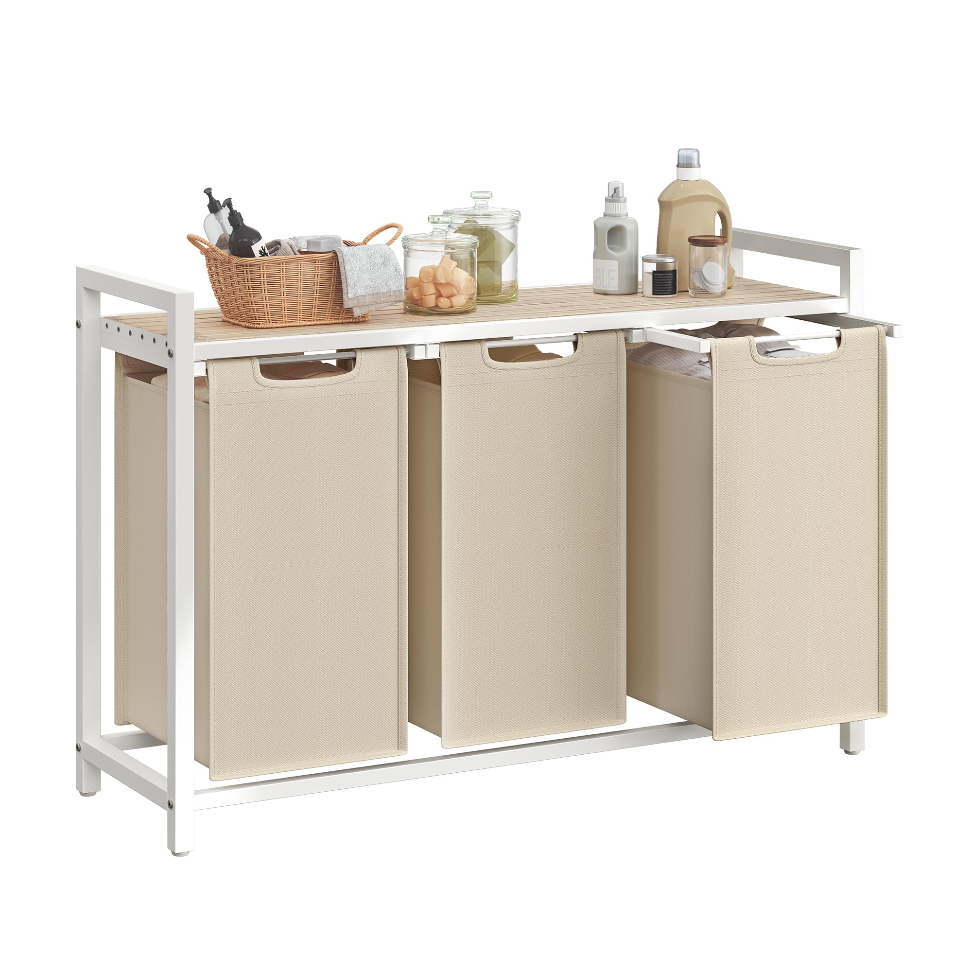VASAGLE laundry hamper with three compartments for organized sorting