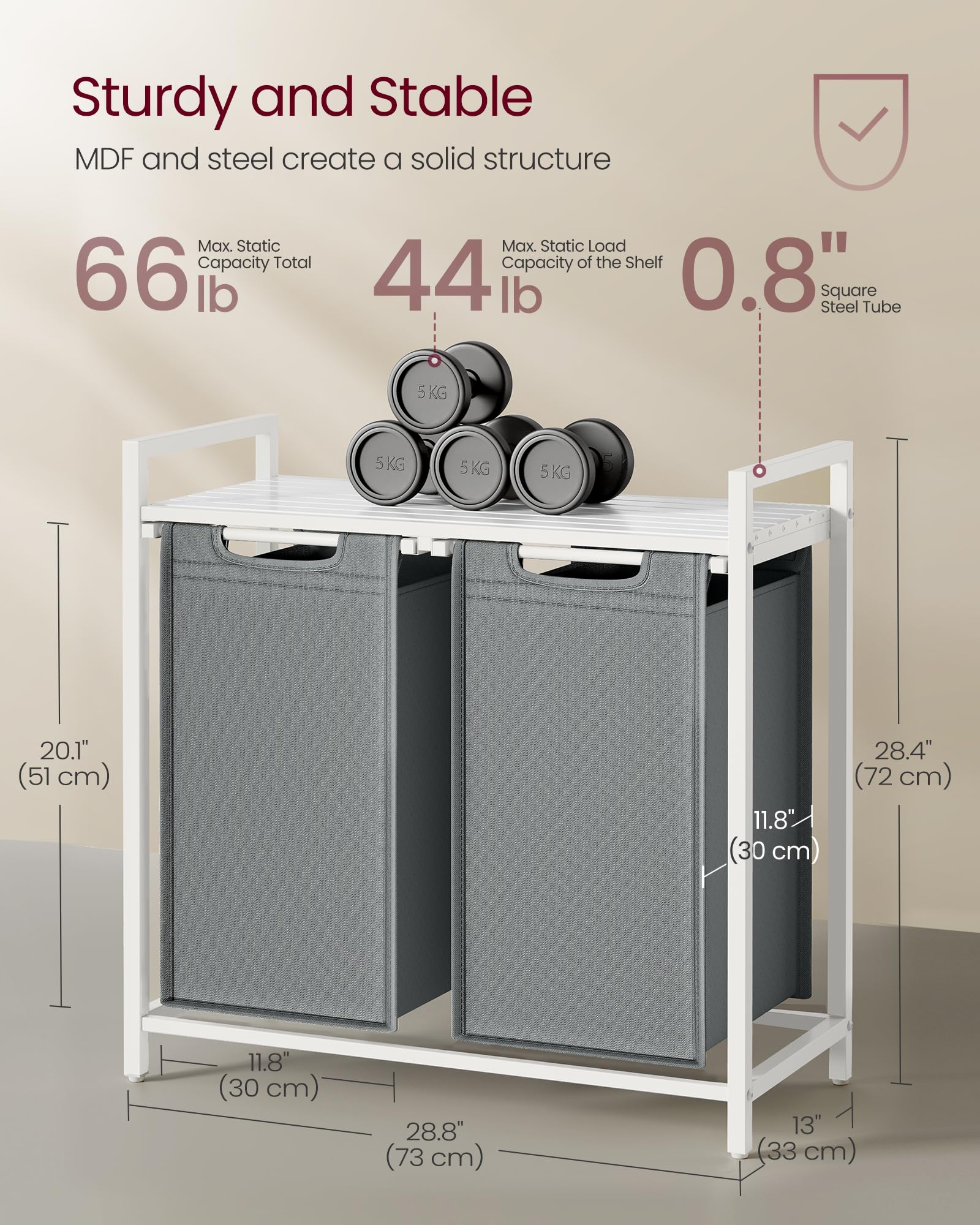VASAGLE dual-compartment design helps sorting laundry efficiently
