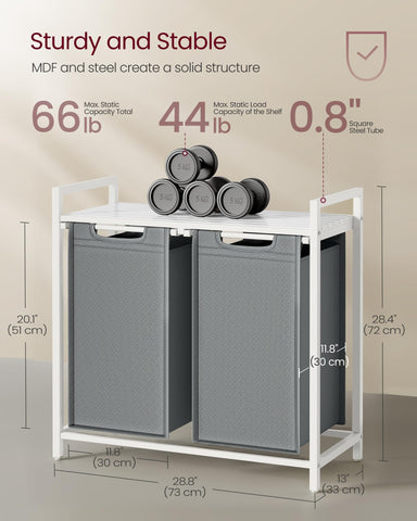 VASAGLE dual-compartment design helps sorting laundry efficiently