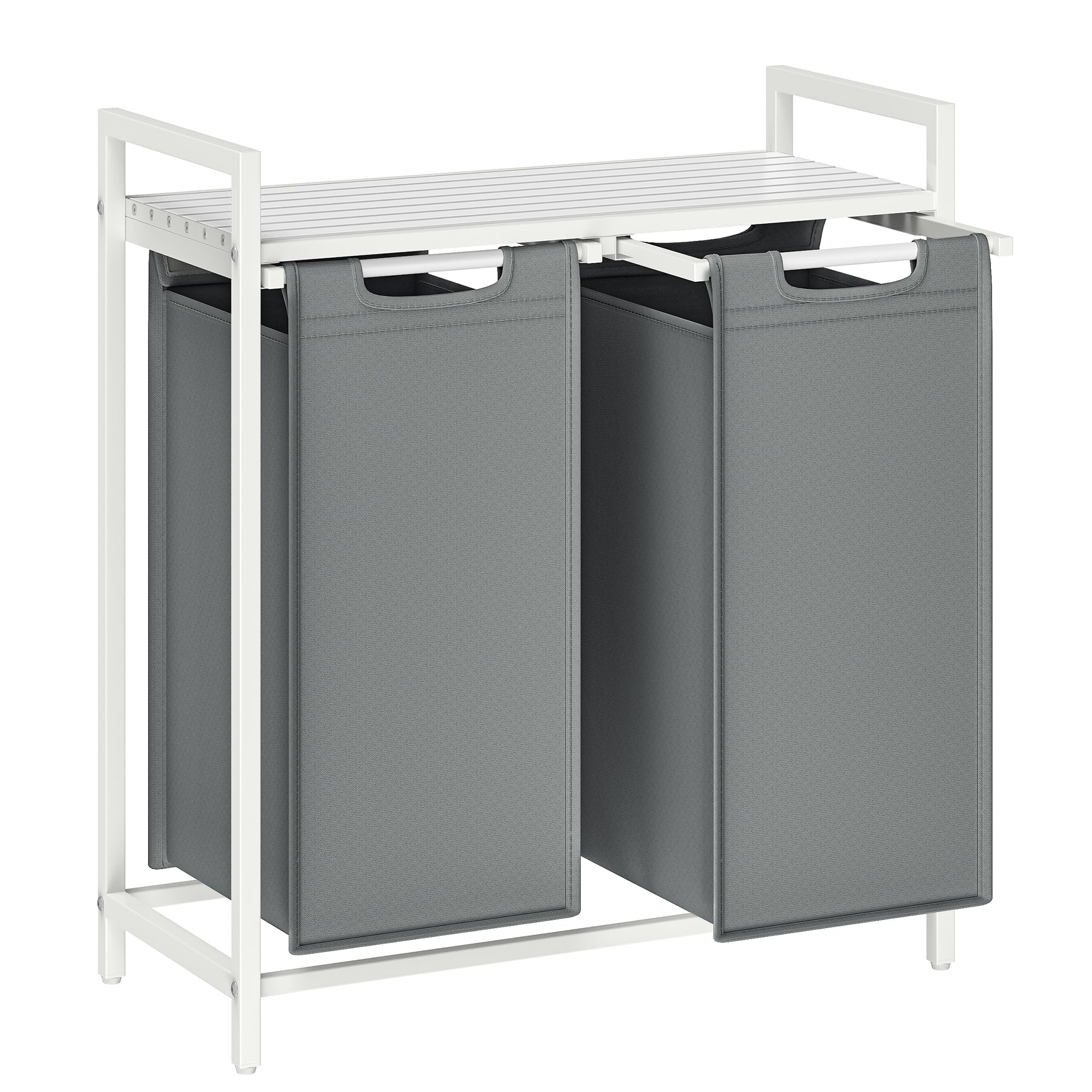VASAGLE laundry hamper front view with dual compartments for sorting