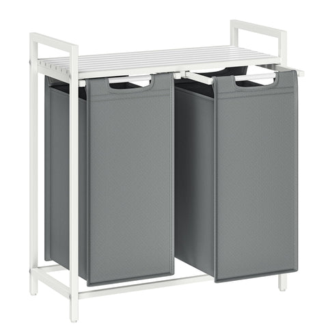 VASAGLE laundry hamper front view with dual compartments for sorting