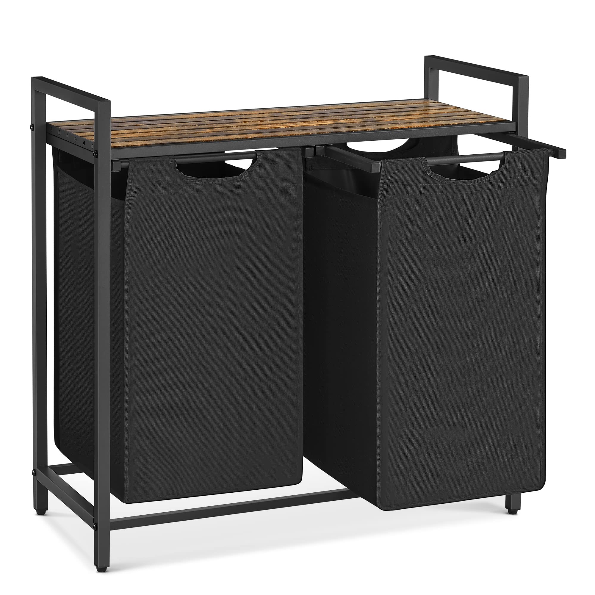 VASAGLE laundry hamper full view with dual bags and sturdy frame for organized laundry