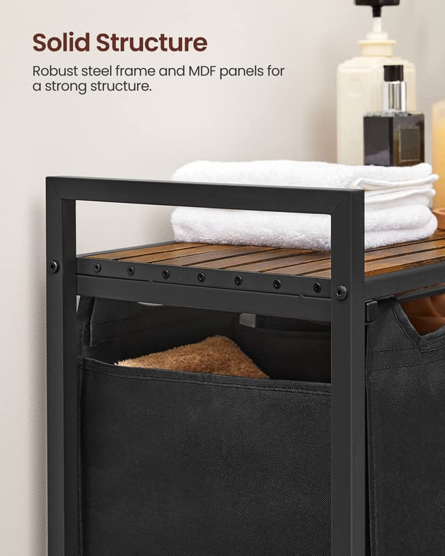 VASAGLE ink black and rustic brown finish complements modern decor.