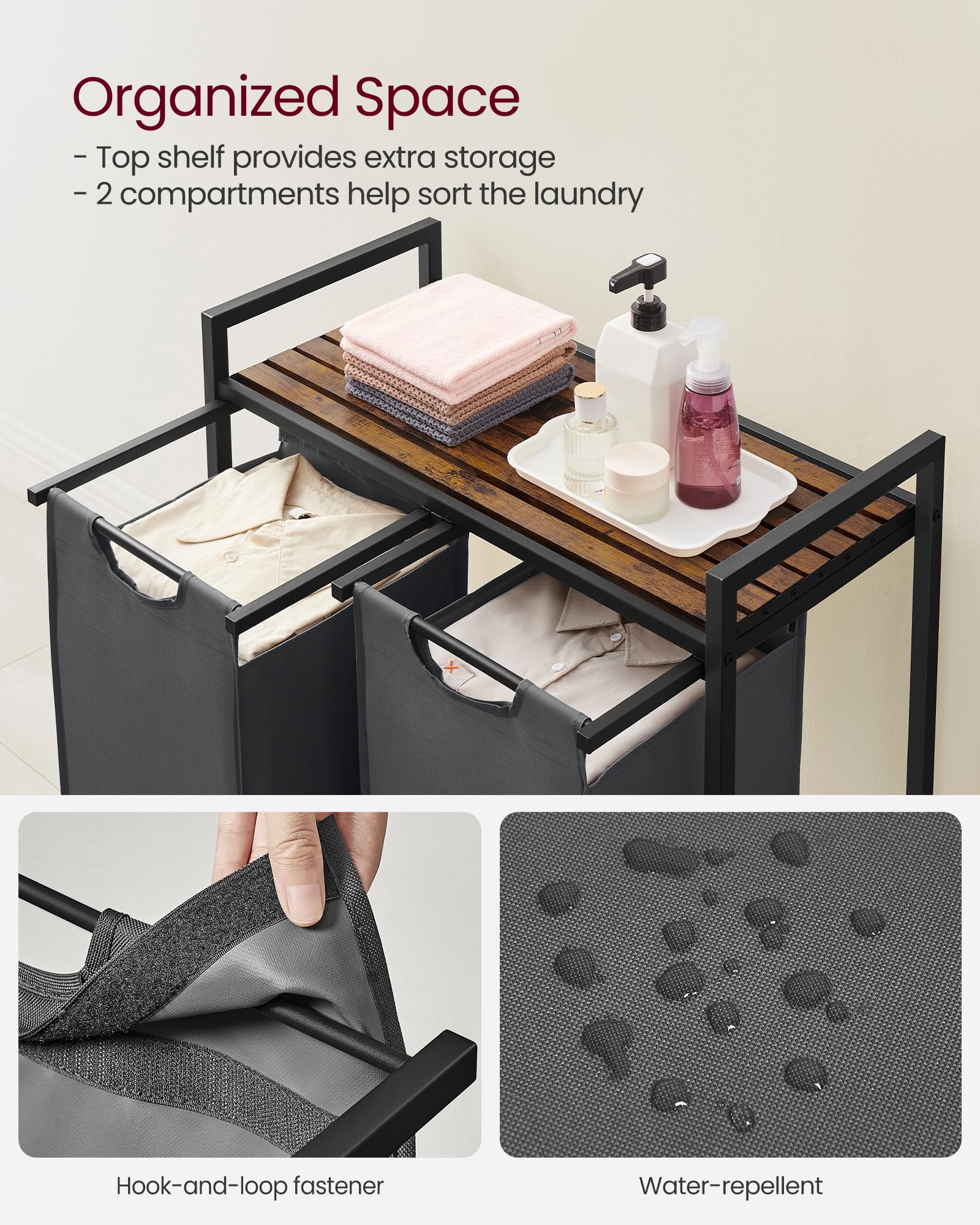 VASAGLE sturdy metal frame supports daily use