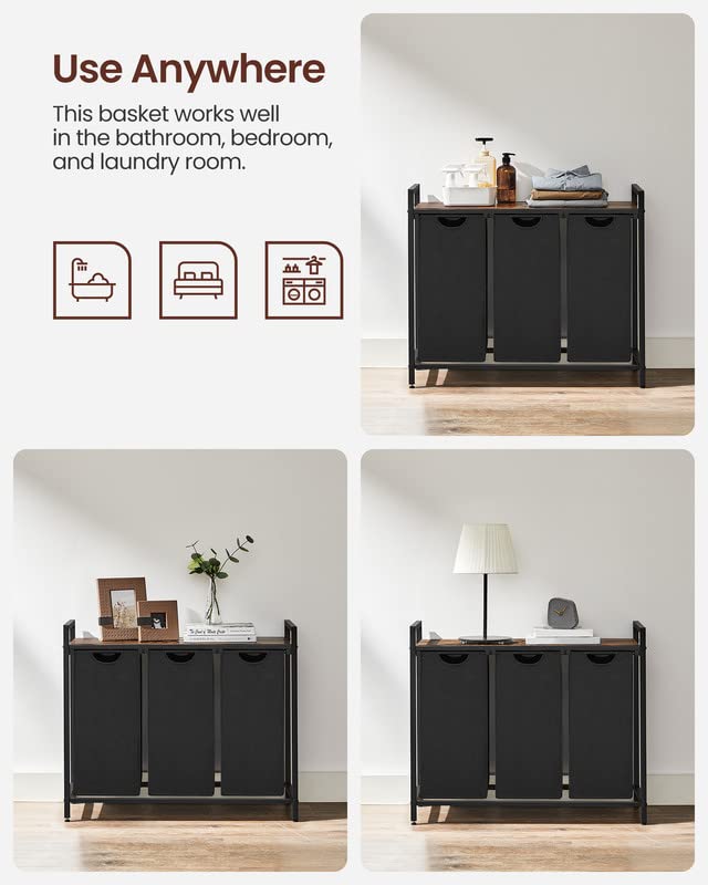 VASAGLE laundry sorter suitable for bedrooms, bathrooms, or laundry rooms.