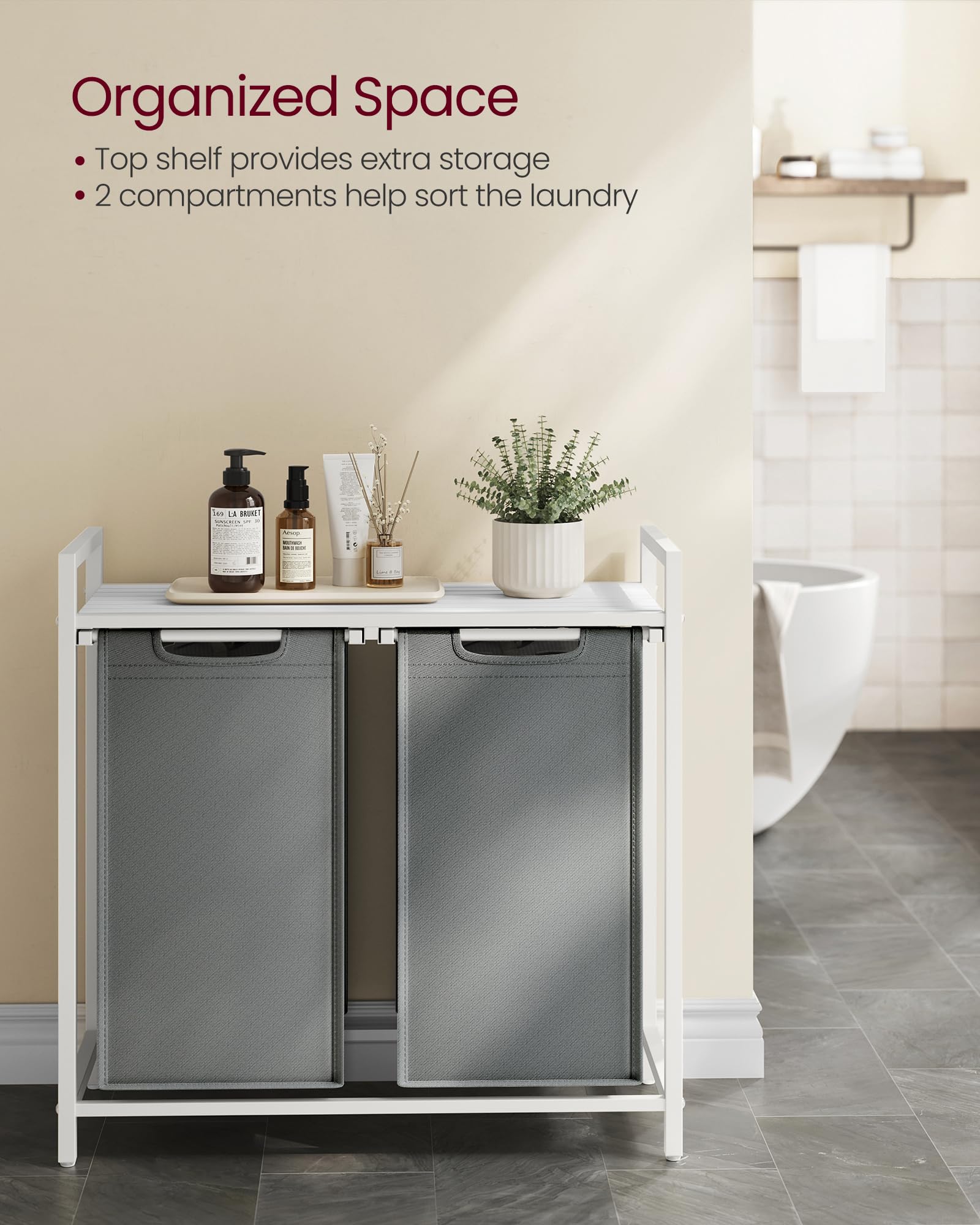 VASAGLE laundry hamper removable bags ready for washing