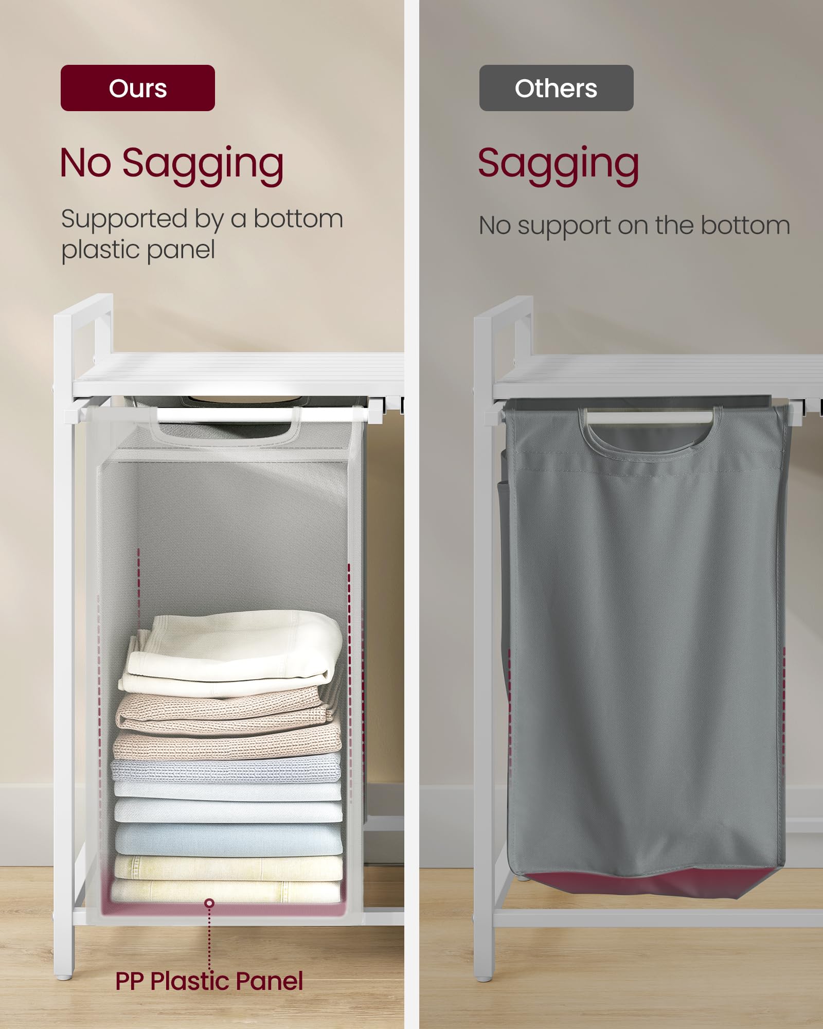 VASAGLE sturdy steel frame with MDF shelf supports 44 lb