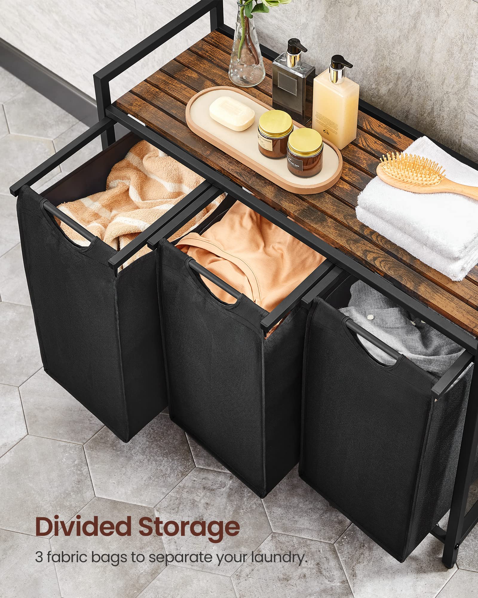 VASAGLE durable metal frame providing stable laundry organization.