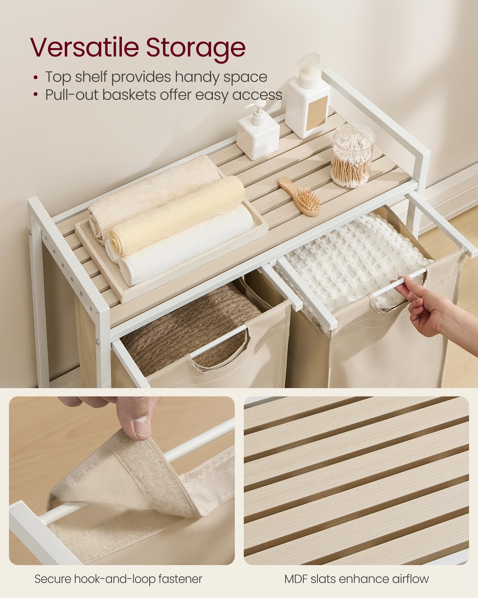 VASAGLE Laundry Hamper sturdy metal frame for stable daily use.