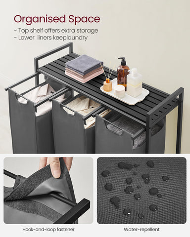 VASAGLE sturdy steel frame supports heavy laundry loads.