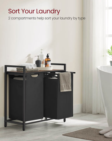 VASAGLE laundry hamper top shelf airflow shows items on display while reducing odor