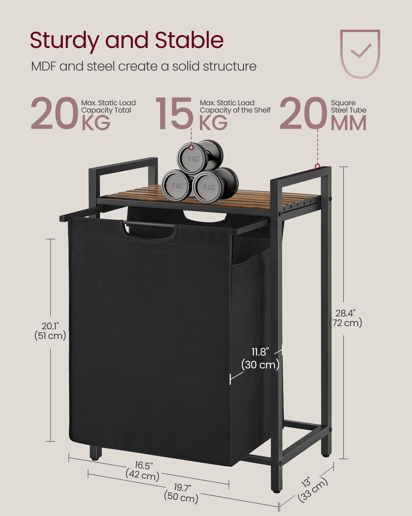 Top shelf capacity of 44 lb for extra storage