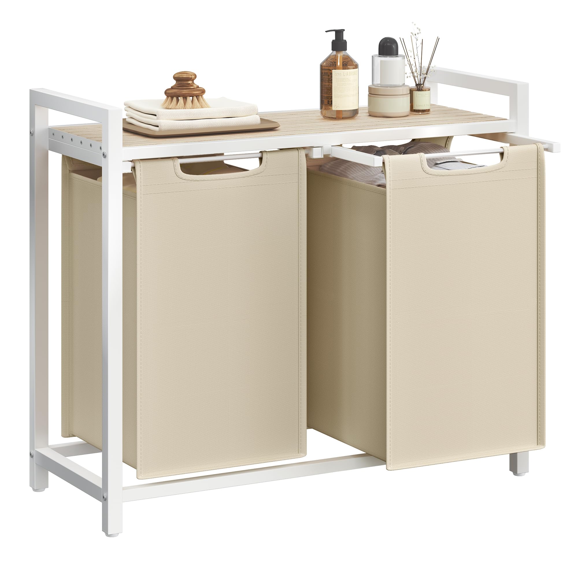 VASAGLE Laundry Hamper with two compartments for easy sorting and quick laundry setup.