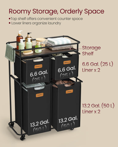 VASAGLE laundry-sorter six labels organize items by category for quick sorting.