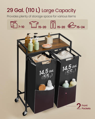 VASAGLE Laundry Sorter wheels enable easy mobility around the home.