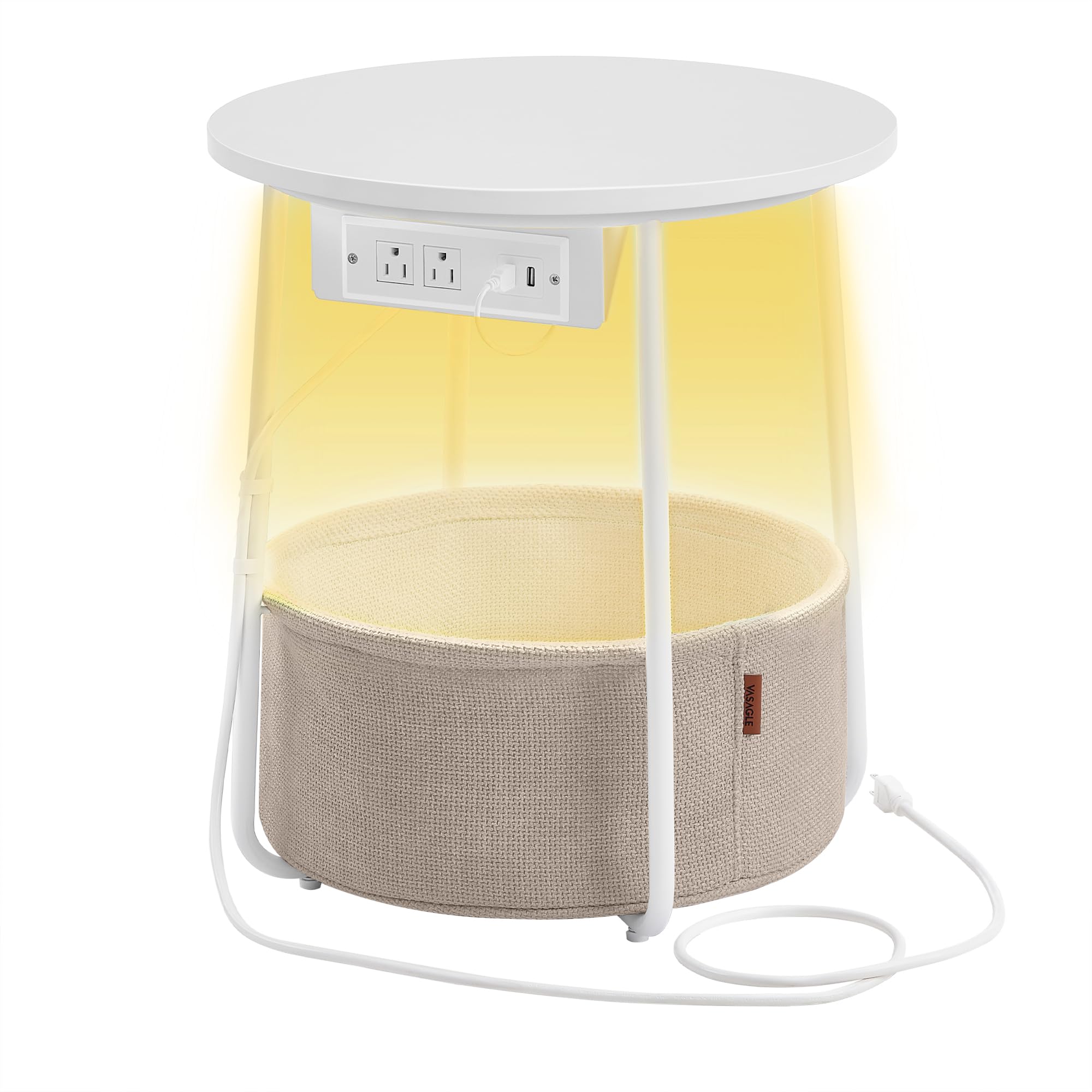 VASAGLE LILEA fully assembled nightstand beside a sofa in a living room setup