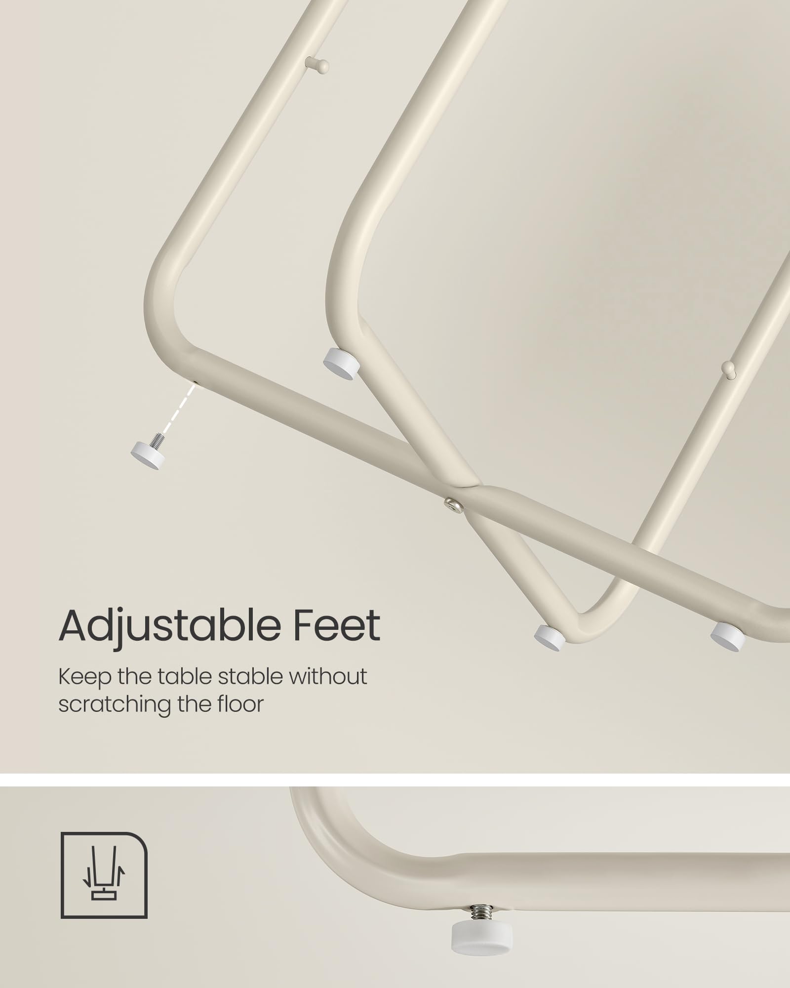 VASAGLE LILEA cream-white finish brightens rooms and pairs with modern decor.