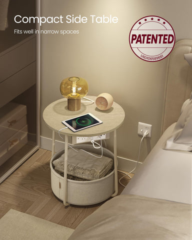 Cream white VASAGLE LILEA nightstand adds warm contrast to living rooms