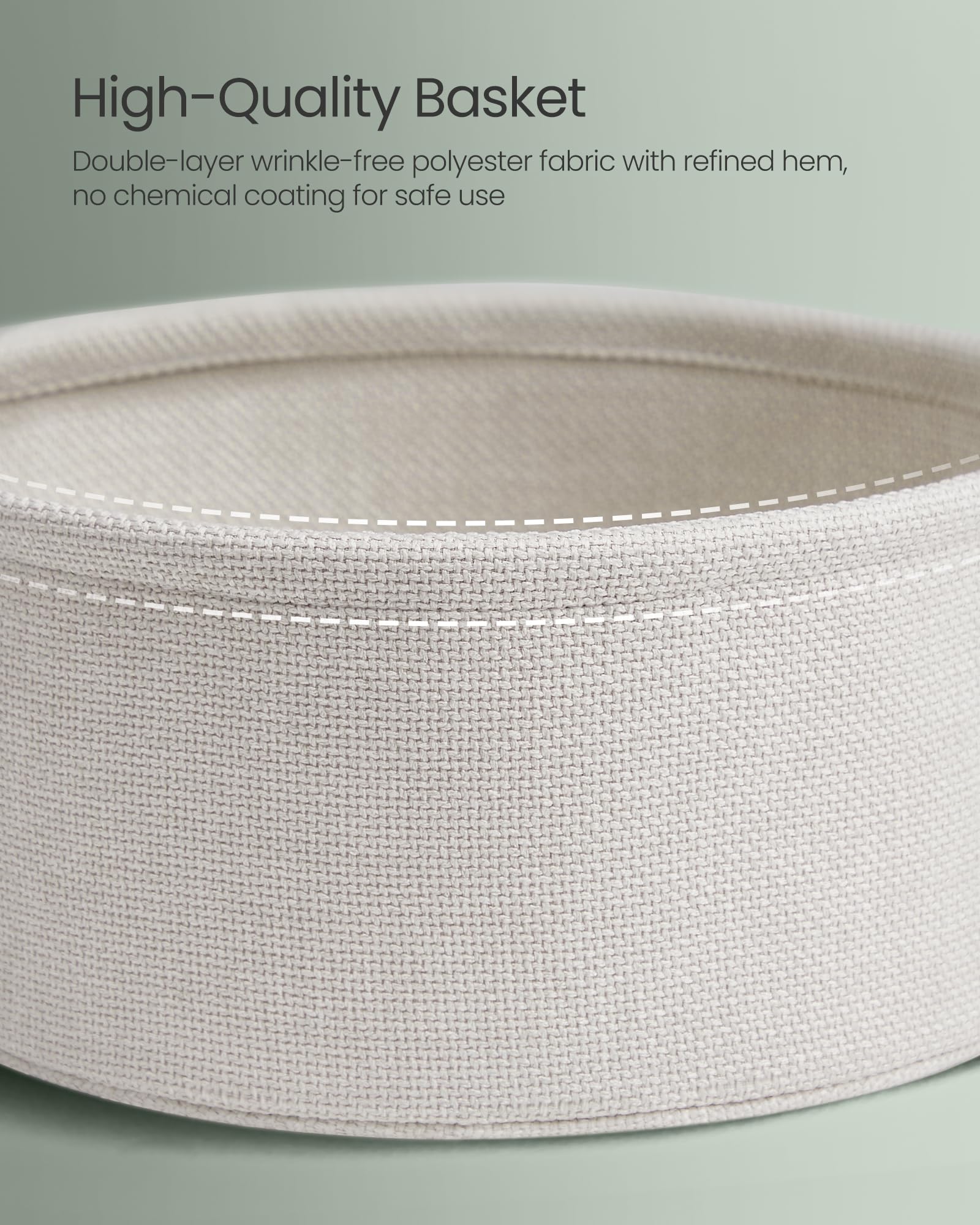 VASAGLE LILEA durable polyester basket stores items securely.