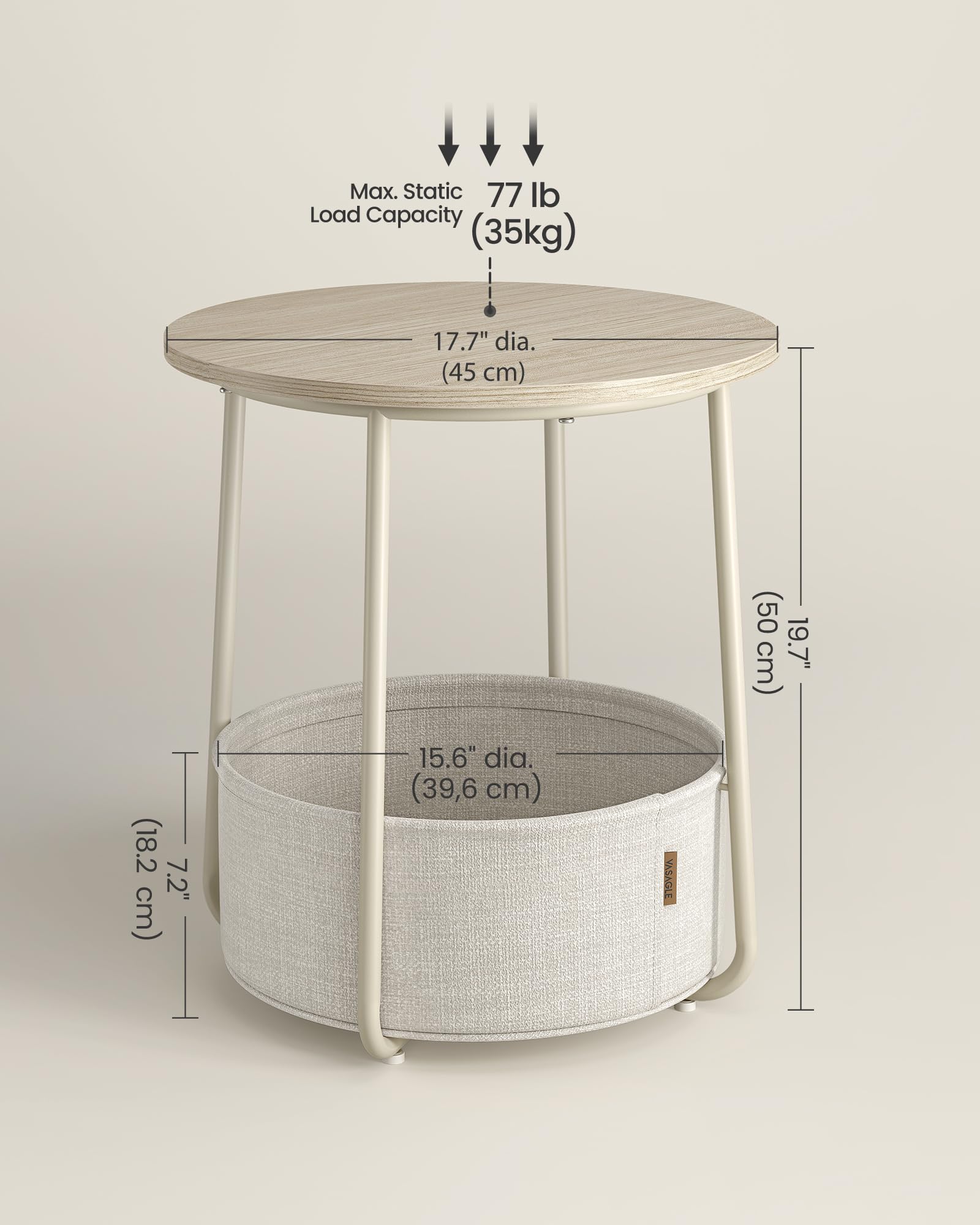 VASAGLE LILEA durable fabric basket safely stores items.