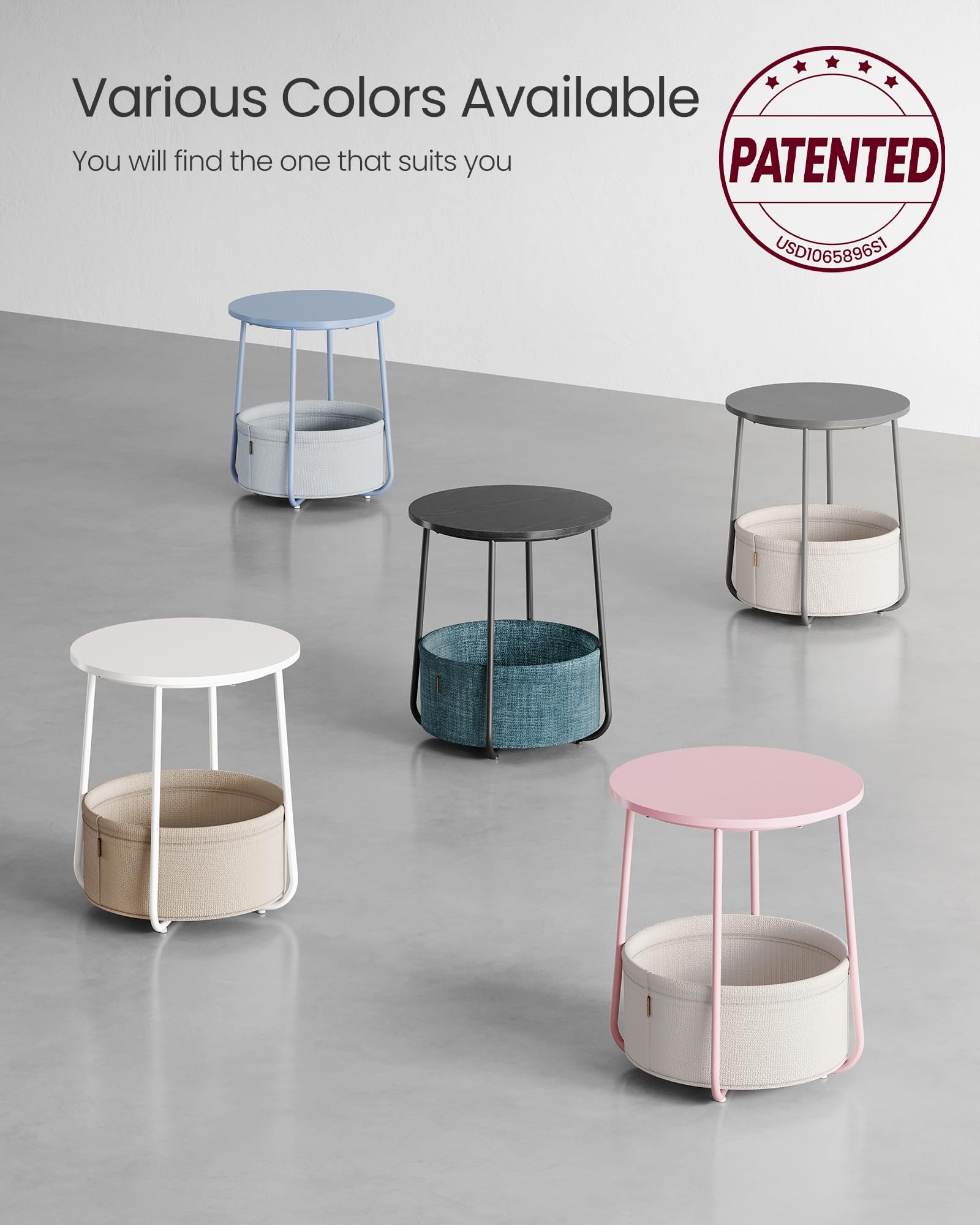 VASAGLE LILEA end table in cement gray space, versatile finish for living rooms