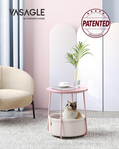 VASAGLE LILEA fabric storage basket adds wrinkle-resistant organization under the table.