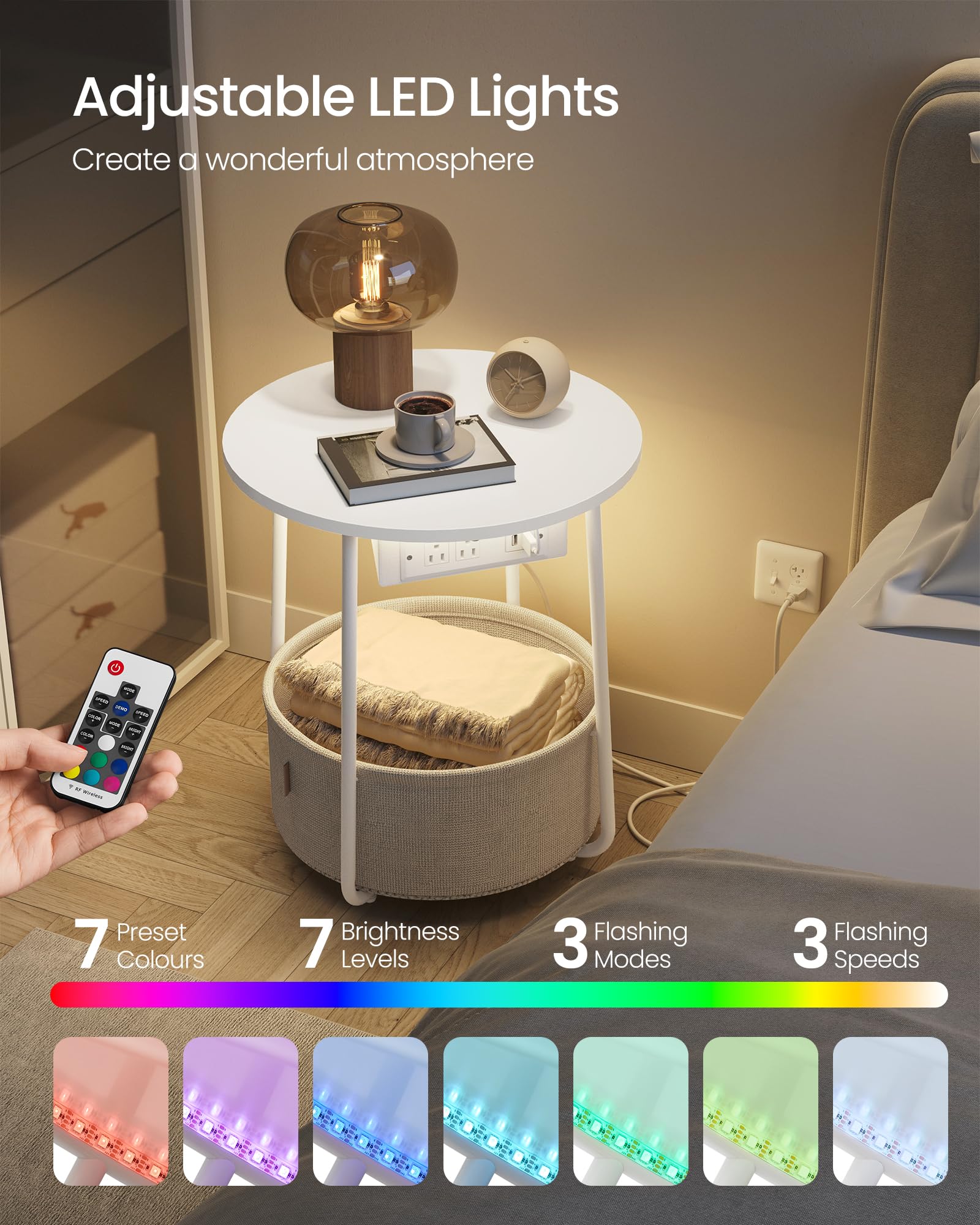 VASAGLE LILEA LED ambient light demonstrating color options for mood setting
