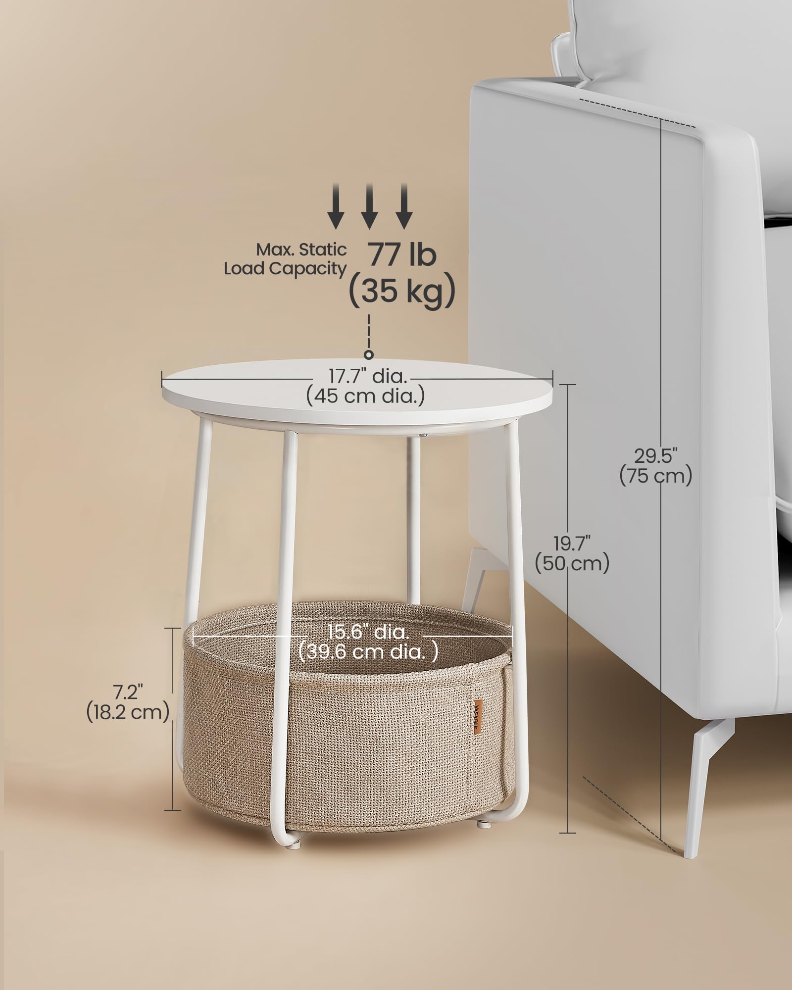VASAGLE LILEA linen-like finish blends with contemporary decor.