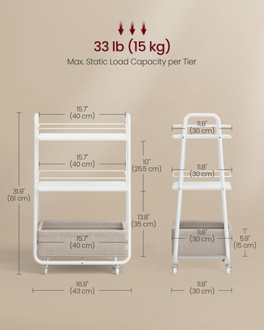 VASAGLE LILEA living-room organization cart in a tidy setup.