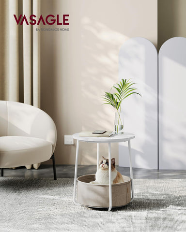 VASAGLE LILEA matte white and camel finish elevates modern interiors.