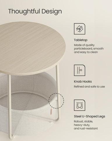 VASAGLE LILEA particleboard top supports lamps and books.