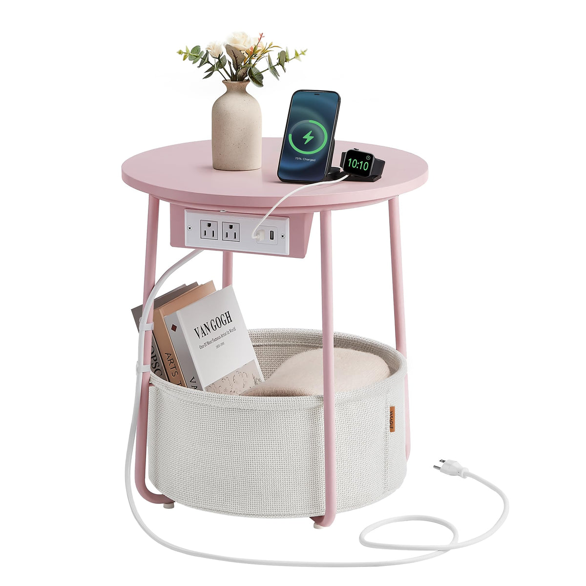 VASAGLE LILEA round side table top with curved silhouette for small spaces