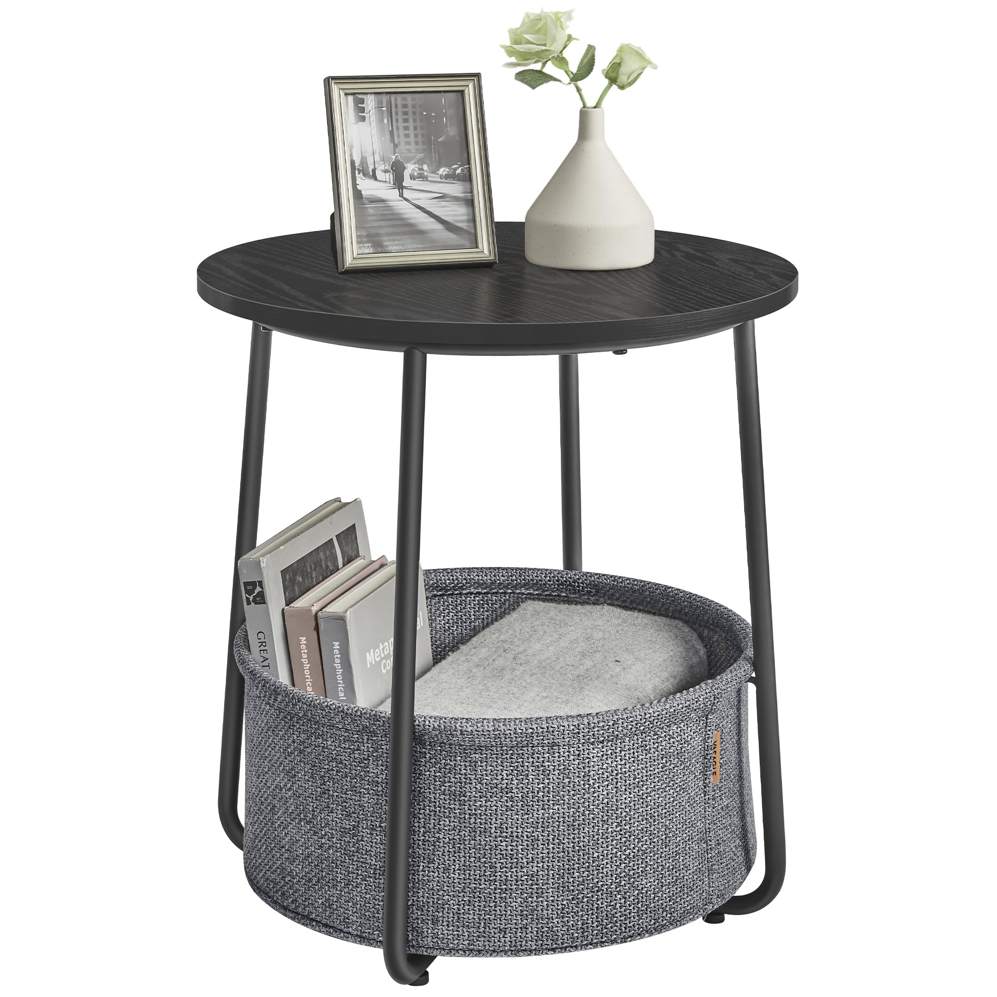 VASAGLE LILEA round side table for compact storage