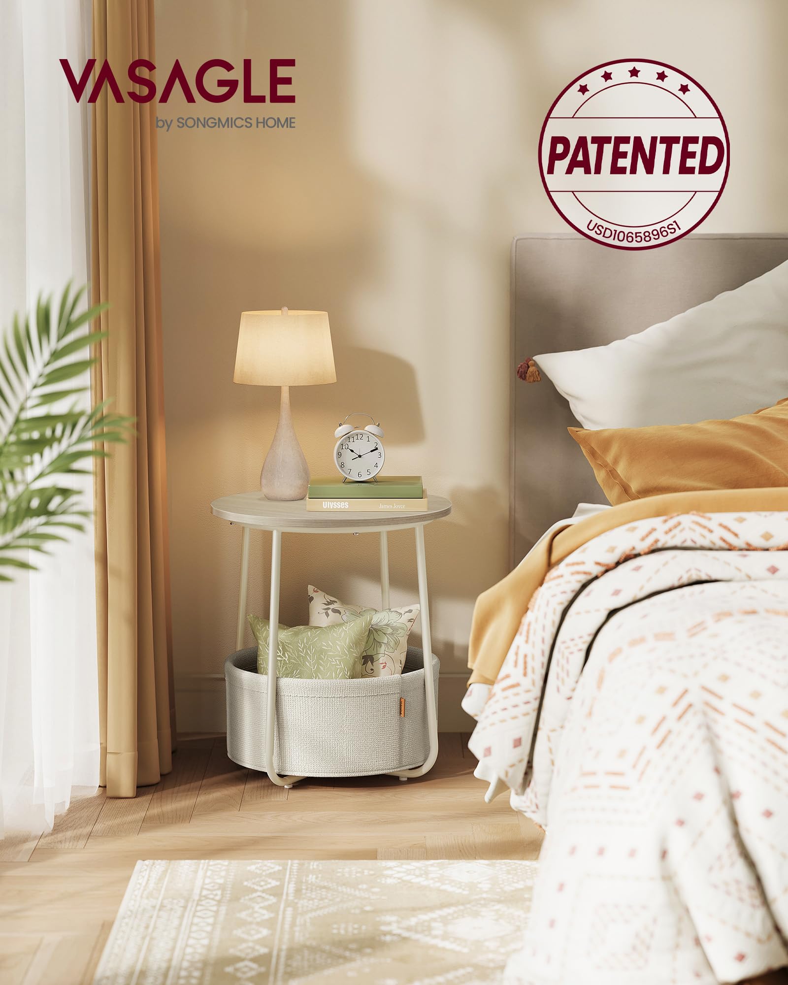 VASAGLE LILEA small-space end table provides surface and storage.