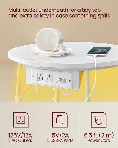VASAGLE LILEA tabletop with AC outlets for convenient device charging