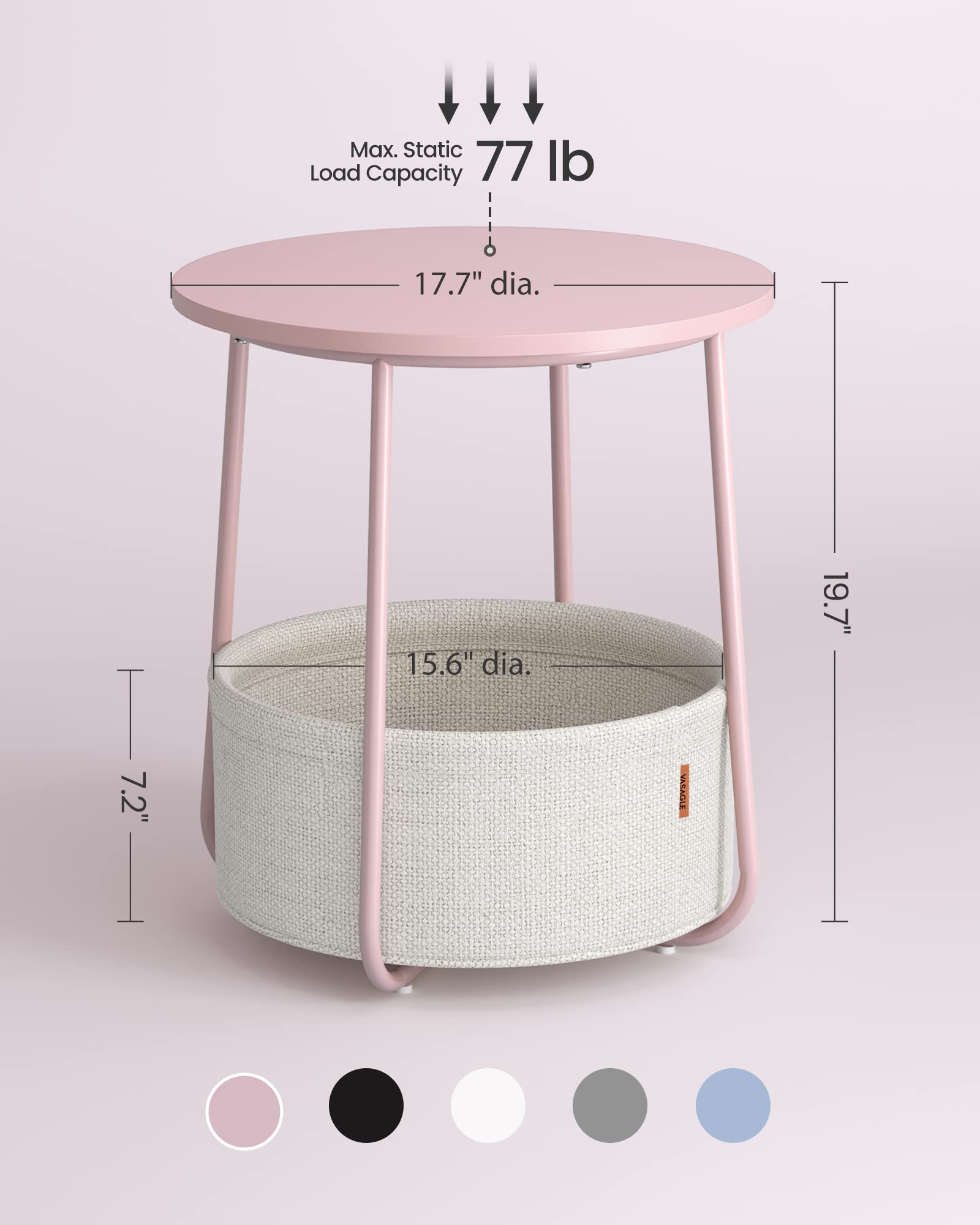 VASAGLE LILEA U-shaped steel frame provides sturdy, stable support.