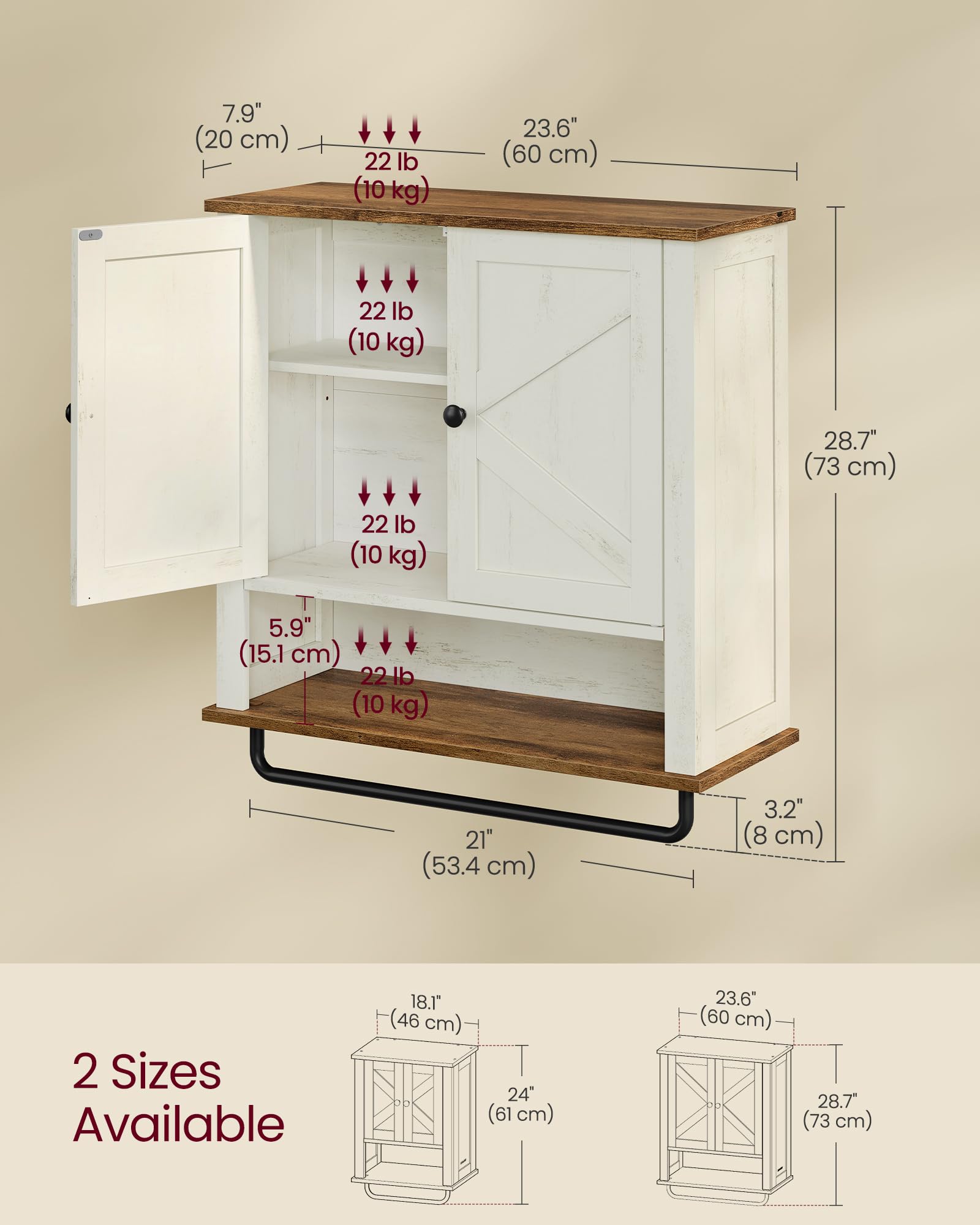 VASAGLE LIRY cabinet compact dimensions and simple assembly for quick setup.