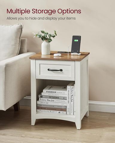 VASAGLE LIRY rustic white finish adds warmth to bedrooms.