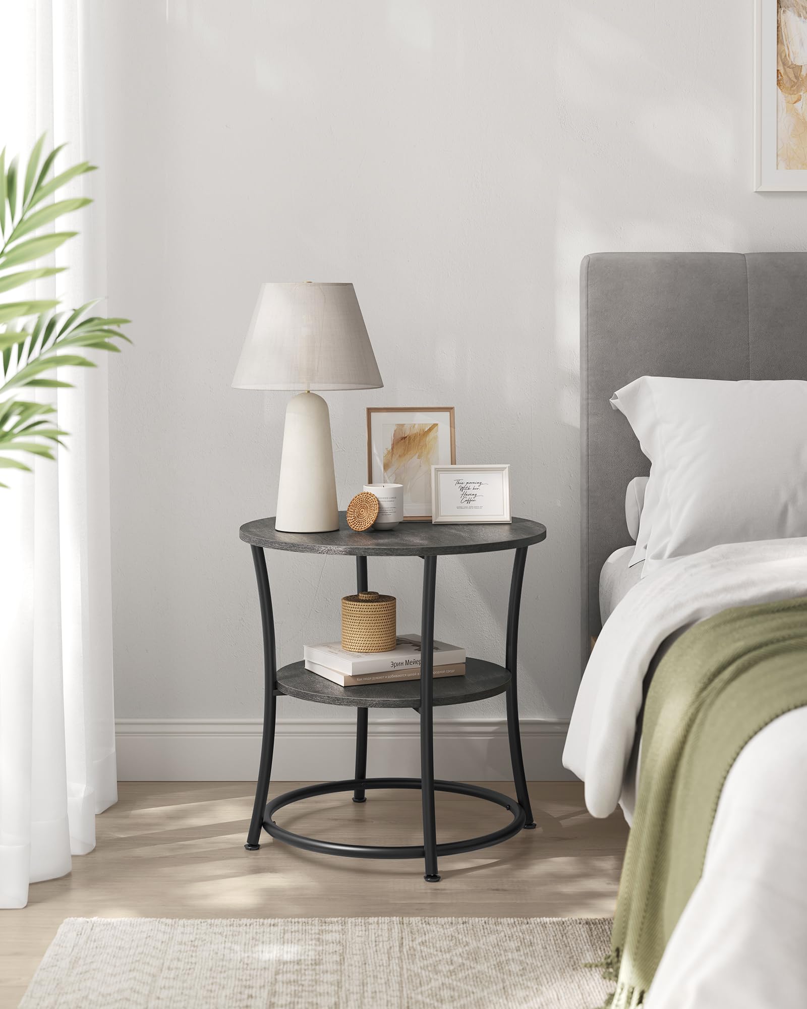 VASAGLE living room setup featuring a round side table as a versatile accent