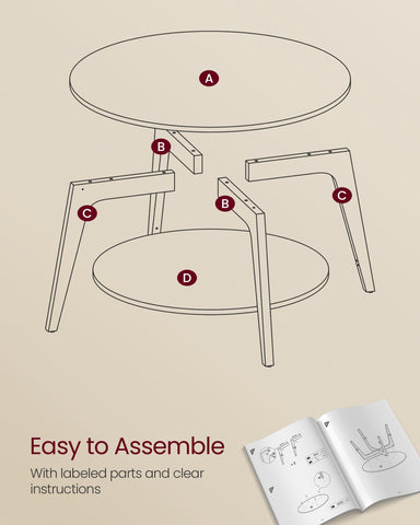 VASAGLE MAEZO 31.5 inch table diameter fits sofas and seating areas.