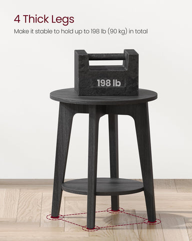 VASAGLE MAEZO bedside table offers compact storage near the bed.